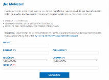 Este es el formulario "No molestar", con el que el SERNAC pretende solucionar el problema de las comunicaciones no solicitadas. Haz clic en la imagen para agrandarla. 