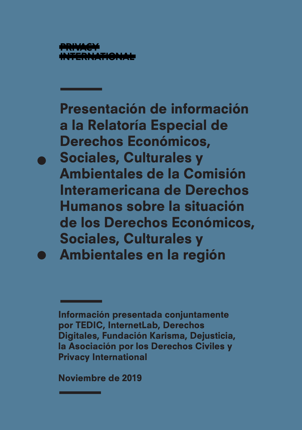 Presentación de información a la Relatoría Especial de Derechos Económicos, Sociales, Culturales y Ambientales (2019)